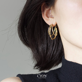 CVON法式 高级感耳圈独特三层圈圈耳环耳针小众三环耳饰银针耳钉女