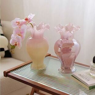 简约玻璃花瓶高级感水养插花干花摆件客厅餐桌电视柜旁装饰品