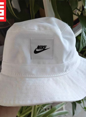 NIKE耐克大童女子款休闲时尚简约白色运动休闲渔夫帽子FB5648-100