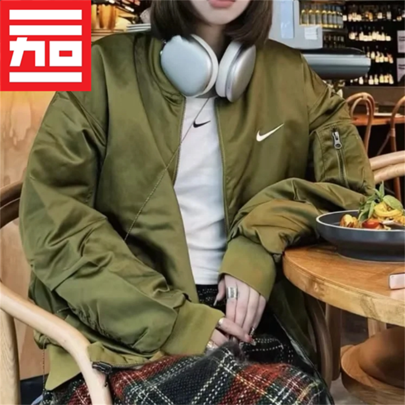 NIKE耐克女子春款运动夹克棉服外套保暖双面穿时尚叠搭DV7877-222