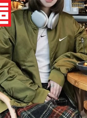 NIKE耐克女子春款运动夹克棉服外套保暖双面穿时尚叠搭DV7877-222