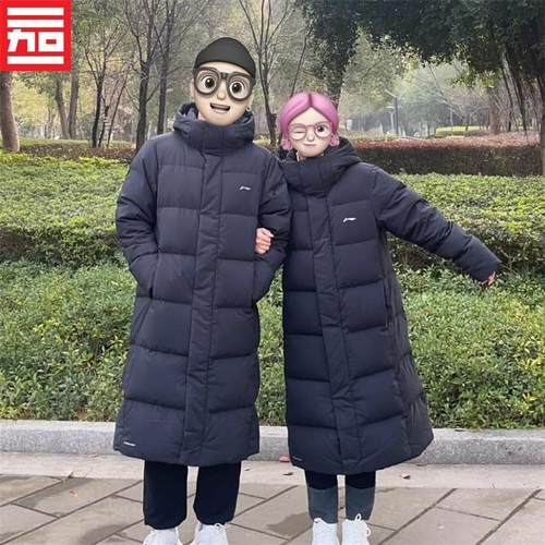 李宁长款连帽过膝外套