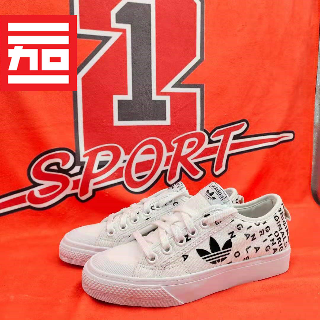 ADIDAS三叶草女子款NIZZA TREFOIL W低帮帆布运动休闲板鞋 EF5075