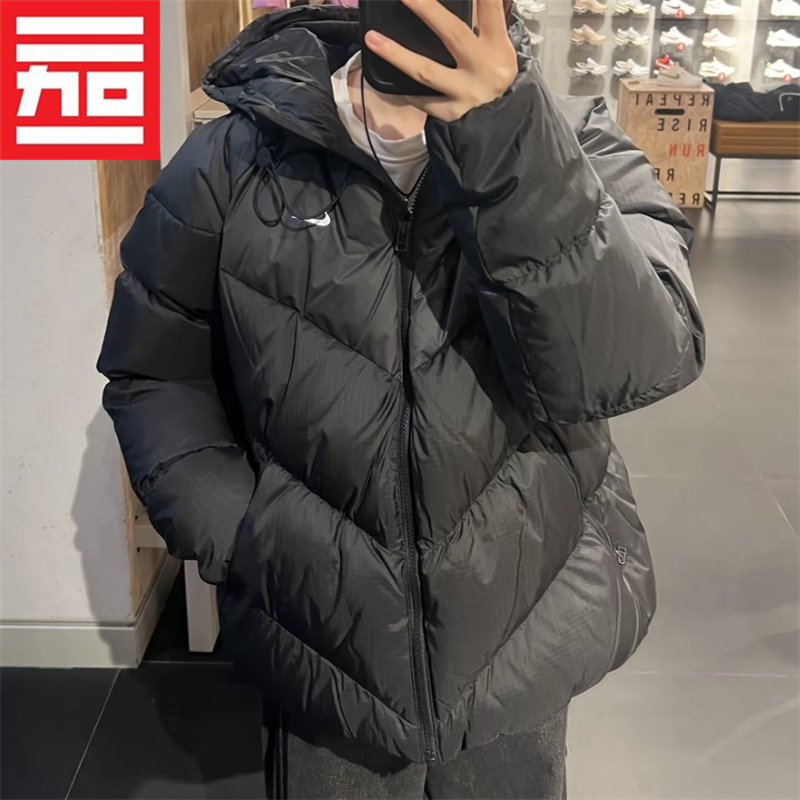 NIKE耐克WINDPUFFER女款秋冬防风防泼水面包连帽羽绒服HF7871-010