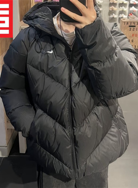 NIKE耐克WINDPUFFER女款秋冬防风防泼水面包连帽羽绒服HF7871-010