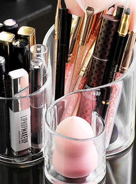 化妆刷收纳桶透明亚克力眉笔口红收纳盒多格台式笔筒化妆品储物盒