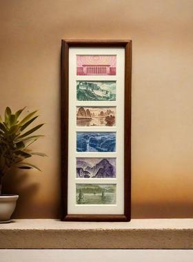 人民币相框增运多金山水画6连框摆台桌面摆件钱币新年装饰礼物DIY