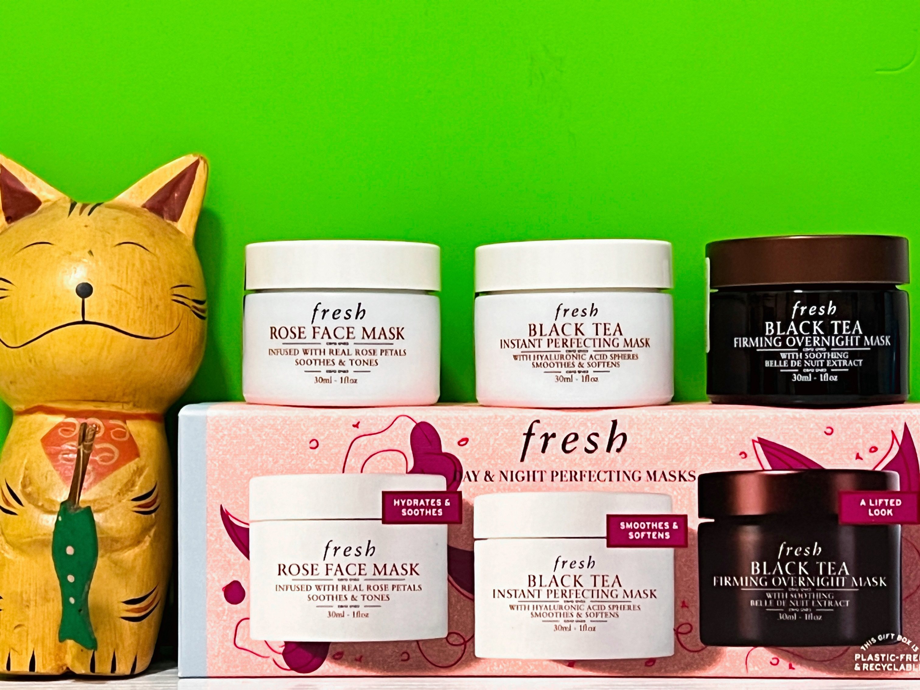 fresh馥蕾诗紧致弹润面膜礼盒红茶白黑罐修护紧致古源玫瑰面膜