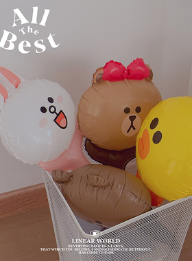 正版linefriends小伙伴气球学生儿童生日节日可爱拍拍棒铝膜气球