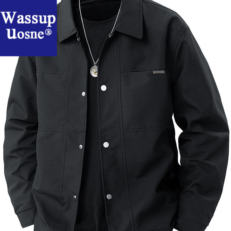 Wassup Uosne新款男款青春流行夹克春装翻领长袖聚酯纤维老年适男