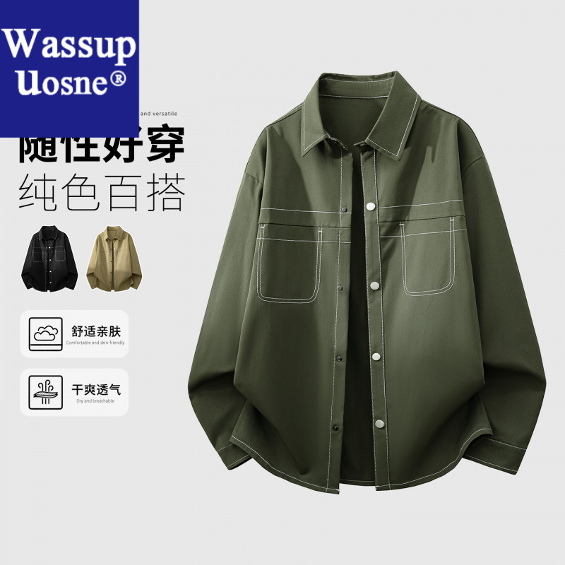 Wassup Uosne舒适百搭透气亲肤纯200300亚麻亲6080岁男盐系男友风