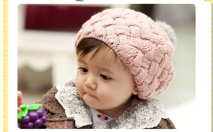 秋冬款 韩版 宝宝贝蕾帽 兔毛球球帽 套头帽 儿童帽 宝宝帽 80g