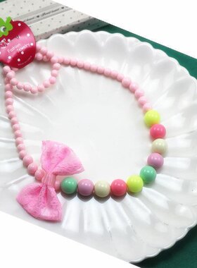 韩范儿童饰品 浅色系彩珠儿童项链饰品 童装公主手链套装
