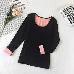 Real shot real price warm jacket women's thickened Plush long sleeve elastic tight winter bottom coat autumn clothes