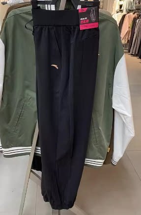 安踏正品女装2024夏新款冰肤高腰阔腿综训针织运动长裤162427304图片