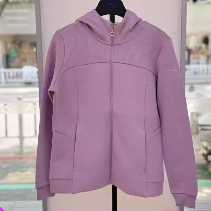 安踏正品女装2025秋新款综训连帽时尚休闲针织运动上衣162537715N
