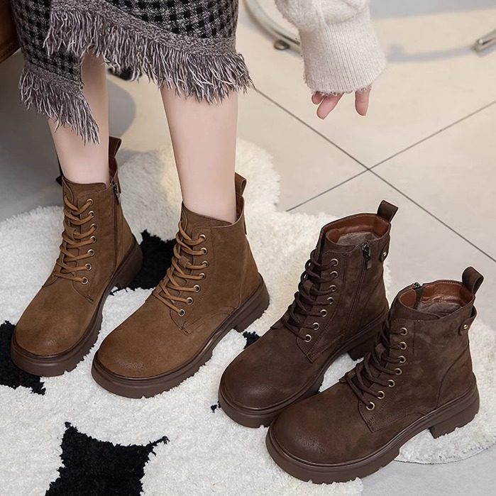 冬季马丁靴女款2025新款今年流行爆款厚底加绒保暖棉靴子真皮短靴