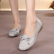 平跟皮鞋 舒适一脚蹬妈妈鞋 女春秋款 单鞋 皮鞋 真皮软底中老年豆豆鞋