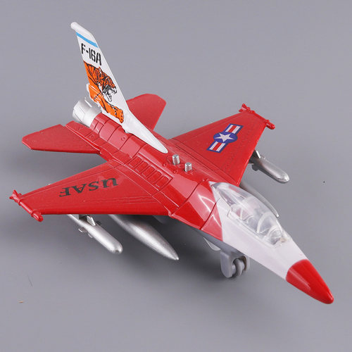 合金战斗机模型F16飞机模型可开仓玩具儿童声光回力金属摆件礼物