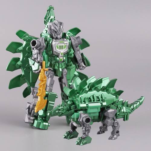 新款五合一恐龙机器人霸王龙变形动物模型手工益智拼装儿童玩具男