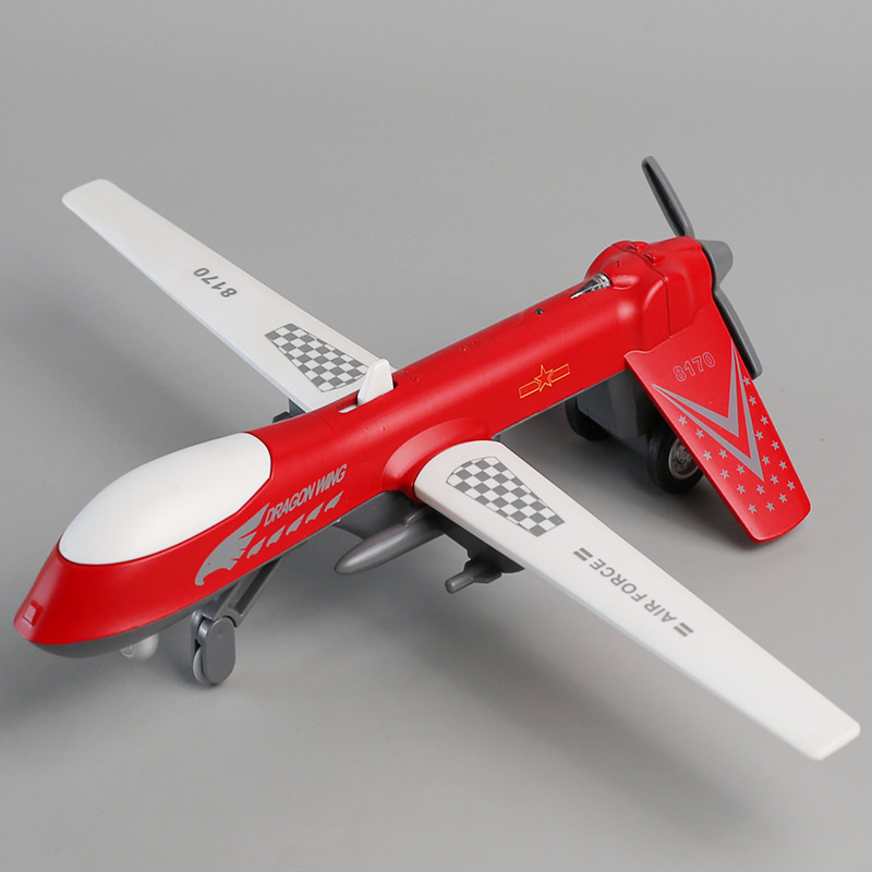 儿童合金无人机模型男孩回力飞机声光战斗机玩具金属军事旋转桨