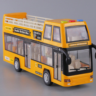 儿童公交车双层玩具大号公共汽车模型仿真开门宝宝巴士灯光男孩