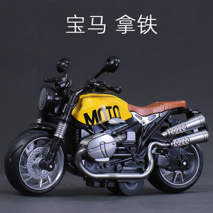 仿真铁骑摩托车回力合金车模型灯光声效赛车3岁男孩儿童玩具礼物