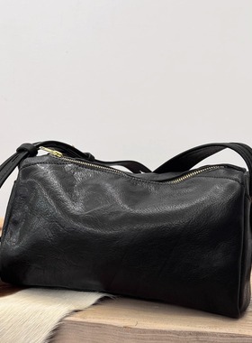 小众设计感植鞣牛皮包百搭方包枕头包女包休闲男包真皮单肩斜挎包