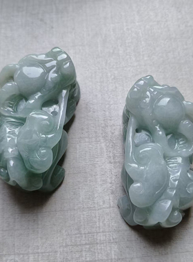 翡翠貔貅吊坠挂件糯种如意送红绳附带证书男女生日礼物一物一图