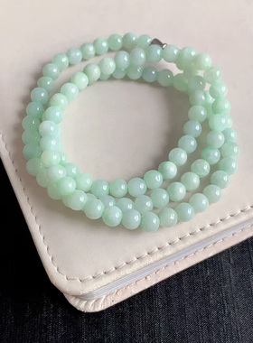 翡翠项链毛衣链天然ａ货翡翠项链满绿颜色漂亮细腻水润缅甸料珠链