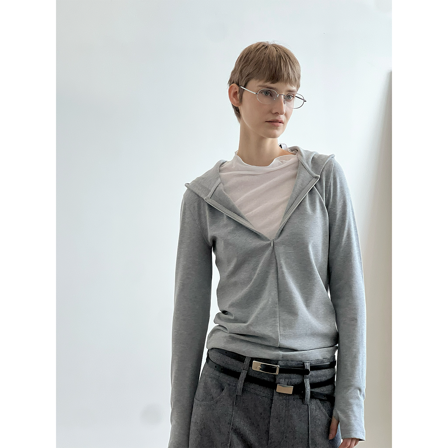 秋新连帽加绒拉链打底长袖T恤