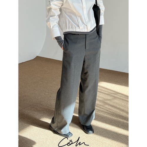 秋新混纺简约直筒西装裤