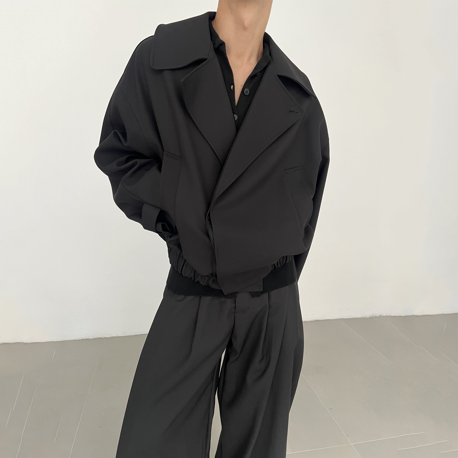 秋冬宽松短款西装领夹克