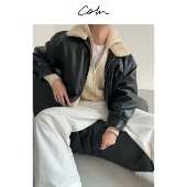 COLN愿你天冷有可拆卸毛领pu皮加厚棉服穿心冷有爱人朋友暖