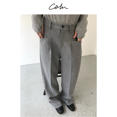 COLN极简风秋冬松紧腰直筒西裤