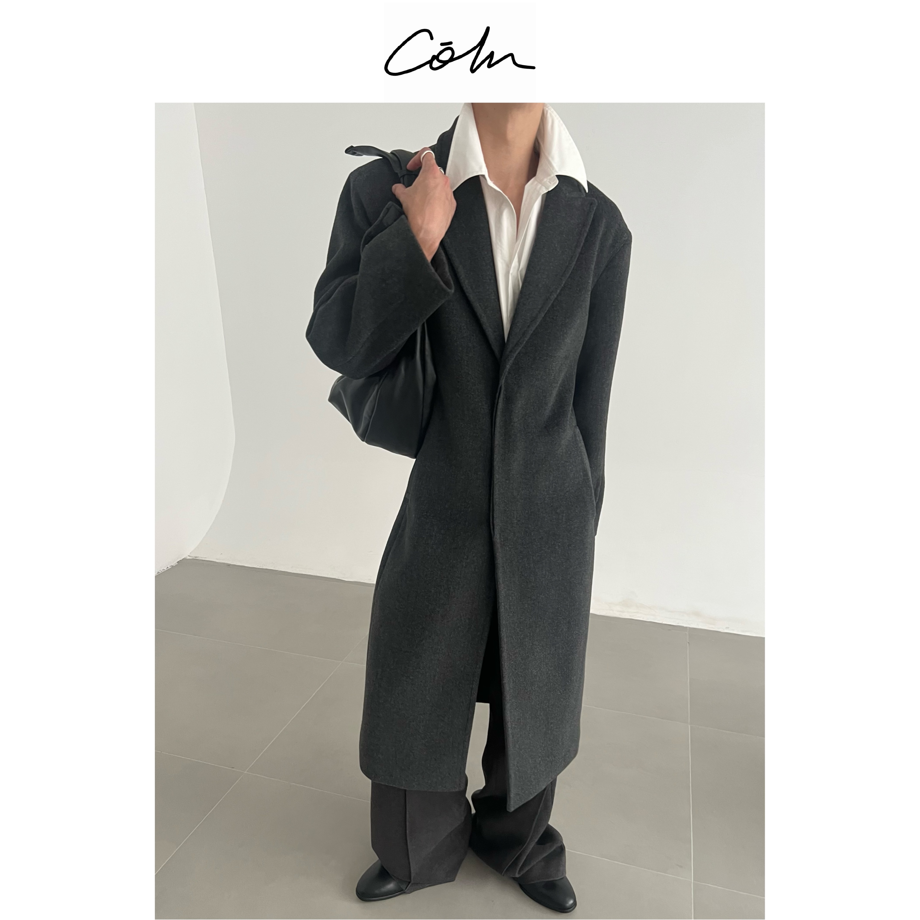 COLN秋冬中长款收腰羊毛大衣