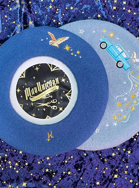 哈利波特同人周边madunicorn太太贝雷帽巧克力蛙魔法部刺绣款帽子