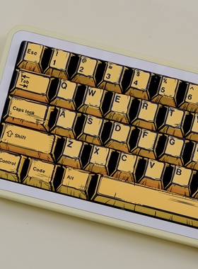 漫画黄色键帽原厂高度PBT五面热升华迈从磁轴 wooting F99 F87