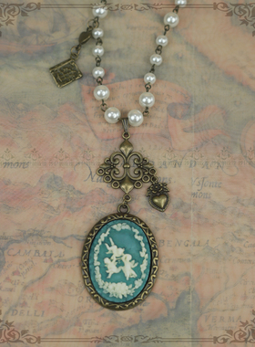 英伦风Lolitacameo浮雕毛衣链