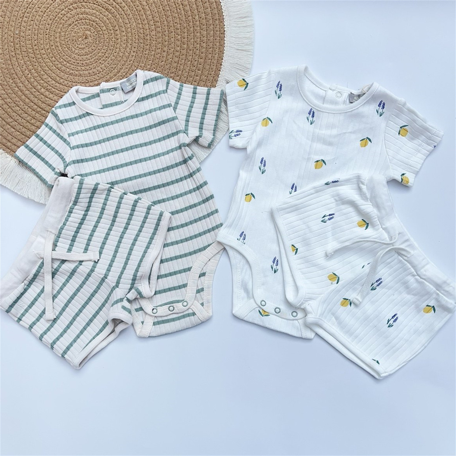 3-18M法boutchou新生婴儿夏短袖包屁哈衣短裤套装男女宝宝两件套,童装/婴儿装/亲子装,连身衣/爬服/哈衣,淘宝优惠券,粉丝福利购,淘宝优惠卷