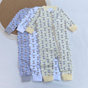 连体衣外贸单男女宝宝INS卡通拉链长爬服 北欧婴儿春秋长袖