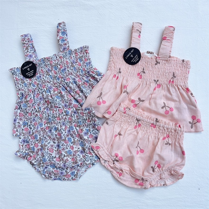 3-24M/澳洲cottonon女宝宝夏季吊带上衣PP短裤婴儿公主碎花两件套