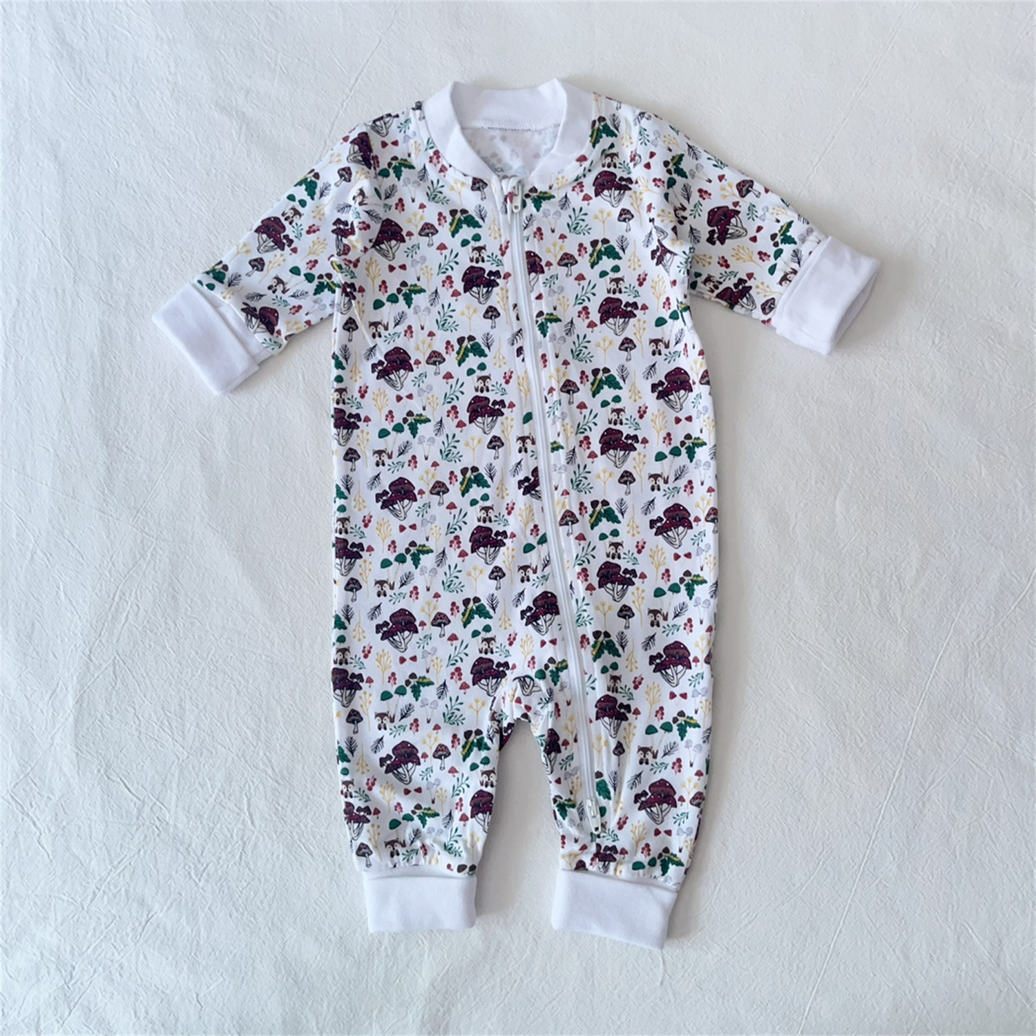 50-68/瑞典ICA婴儿春夏薄款双拉链连体衣男女宝宝满月百日INS长爬