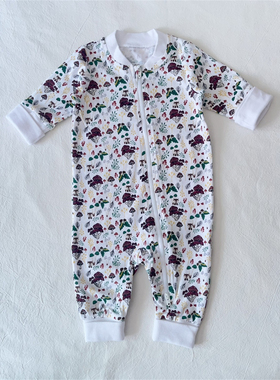 50-68/瑞典ICA婴儿春夏薄款双拉链连体衣男女宝宝满月百日INS长爬