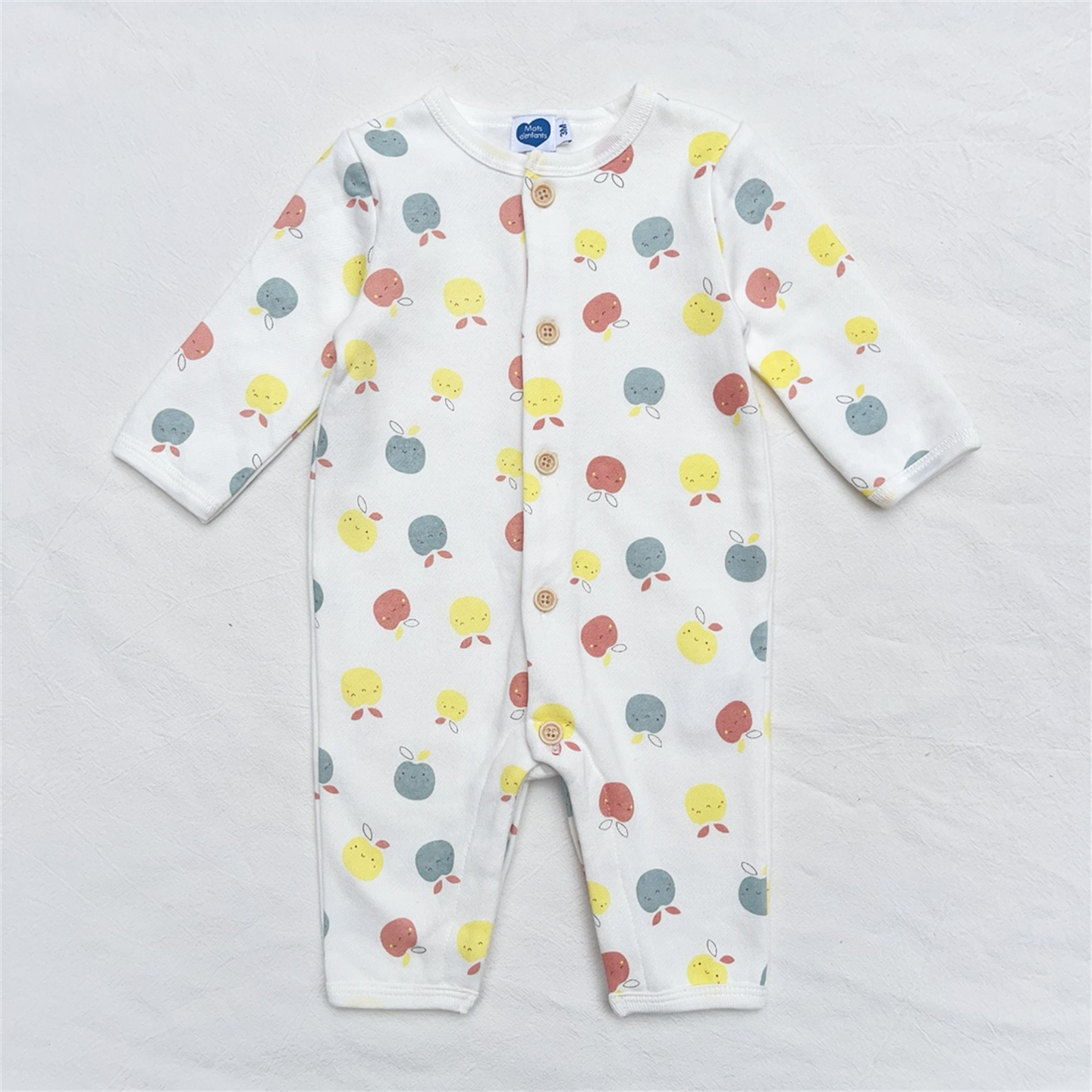 3-12M法单mots新生婴儿秋冬拉绒连体衣男女宝宝INS满月百日长爬服