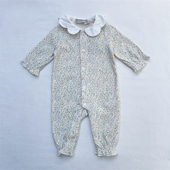 法boutchou新生婴儿满月百日公主碎花连体衣女宝宝翻领爬服 24M