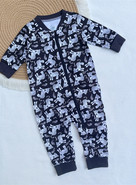 62-86码/瑞典ICA新生婴儿春夏拉链长爬男女宝宝INS满月百日连体衣