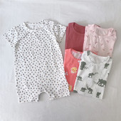 卡通短爬 平角爬男女宝宝INS风豹纹碎花夏季 24M外贸婴儿夏季 短袖