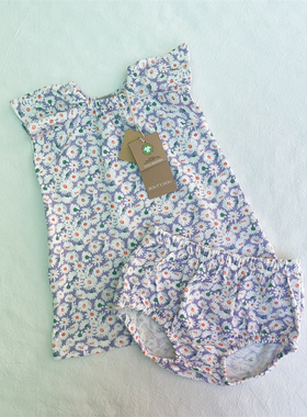 3-18M法单bout新生婴儿夏薄款飞袖裙式T恤PP裤女宝宝公主碎花套装