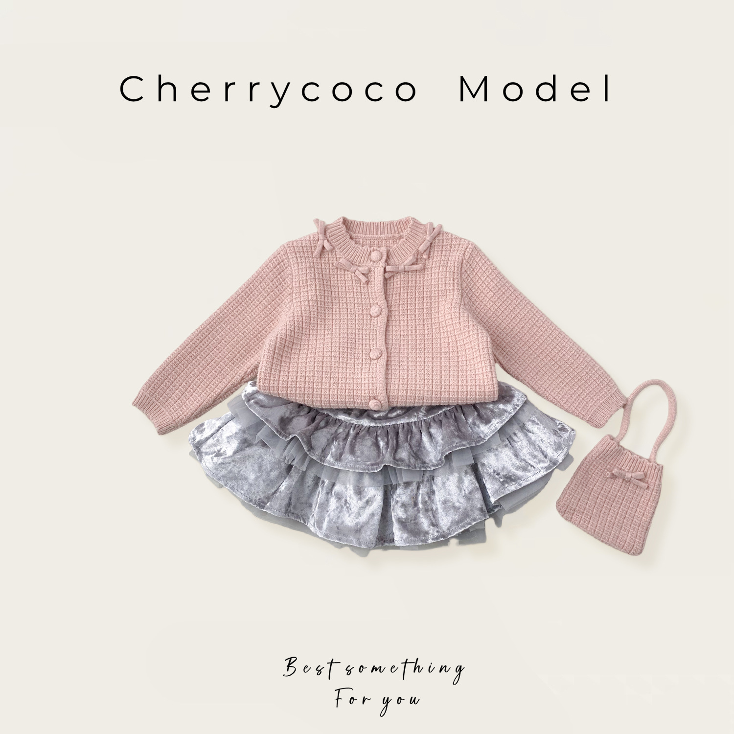 洋气时髦女童毛衣外套蛋糕裙两件套秋季新女宝宝miu系针织衫套装